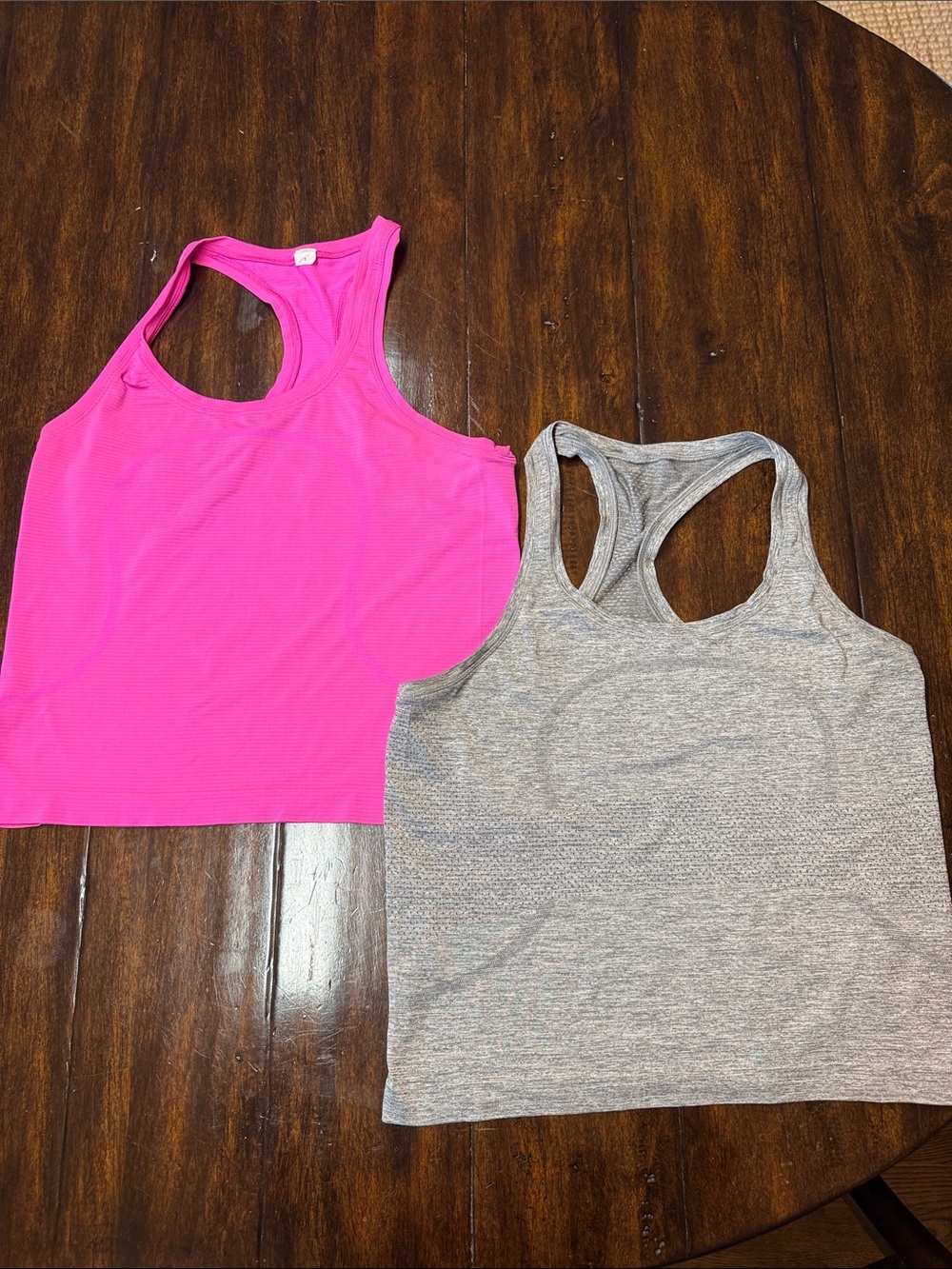 lululemon athletica Bright Pink and Heather Gray Racerback Tanks